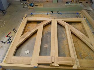 large oak doors,oak gate,pedestrian doors, gothic,glazed doors,stroud, carpentry,