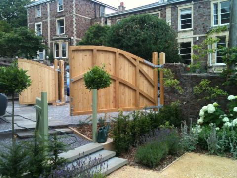 Large asymmetrical gates in Oak and Cedar,stroud, carpentry, carpenter